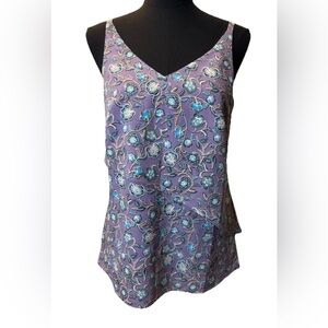 Cabi Women's Multicolor Floral Sleeveless V-Neck Blouse, Adjustable Straps, XS